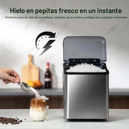 Miniatura 3 de Typhur Máquina de hielo de pepita rápida con bomba de autolimpieza, máquina de hielo de guijarros triturados de 35 libras/24 horas con hielo