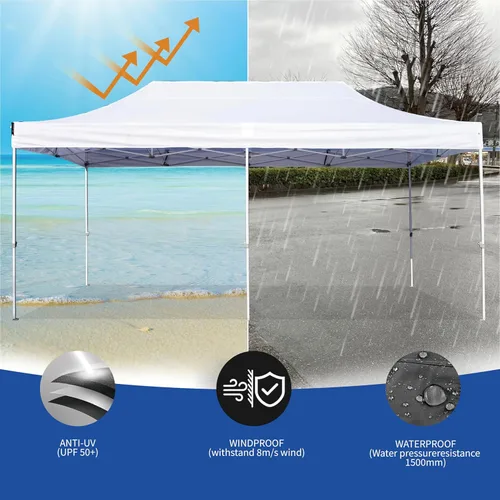 Miniatura 5 de AMERICAN PHOENIX Tienda de campaña con dosel 5x5 Pop Up Tienda portátil comercial al aire libre playa Refugio solar instantáneo (negro)