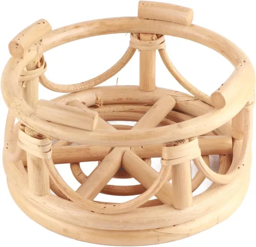 Miniatura 4 de Soporte para plantas de interior de ratán, 4 soportes de ratán de mimbre para patio (15.0 x 5.9 x 8.3 in)