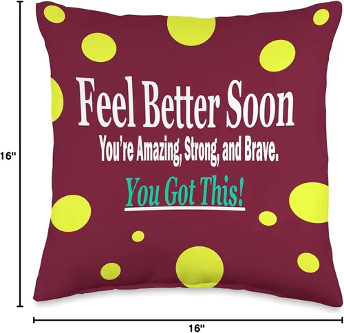 Miniatura 4 de DesignsByKelley Best Wishes Fast Recovery Gifts Feel Better Soon Gifts for Women Kids - Almohada de recuperación (16.0 x 16.0 in), multicolor