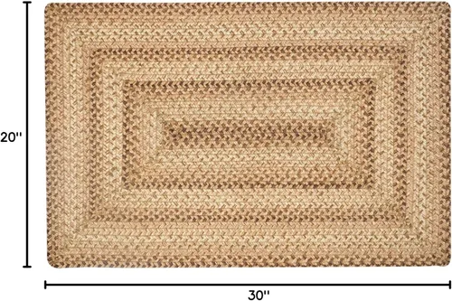 Homespice Alfombra de yute marrón masa de galletas de 20 x 30 pulgadas, estilo campestre, alfombras trenzadas para cocina