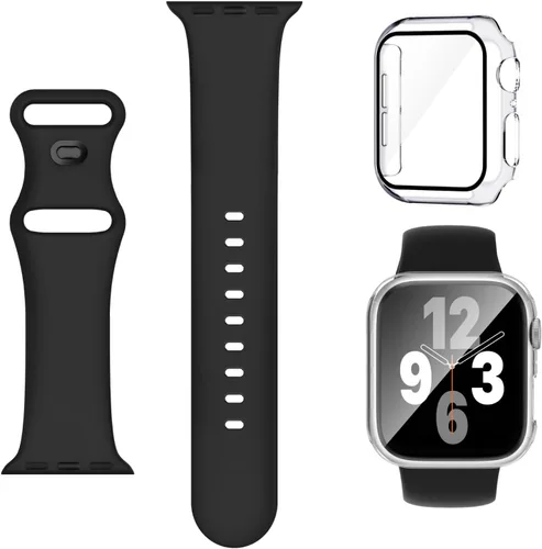 Miniatura 22 de Adorique 3-en-1 compatible con Apple Watch Band de 40 mm, 41 mm, 42 mm, 44 mm, 45 mm, 46 mm, correa deportiva de silicona suave para iWatch Series