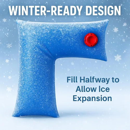 Miniatura 5 de Hedday Pesos para Cubierta de Alberca para Invierno Enterrada, Diseño de Esquina Azul en Forma de L de 2x2 Pies, Bolsas de Agua de Vinilo Resistente