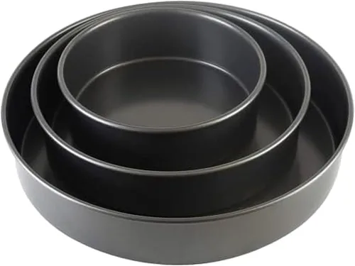 Chicago Metallic Juego Profesional de 3 Moldes Redondos para Pasteles de 6, 8, 10 pulgadas, Utensilios de Repostería Premium Antiadherentes, Acero
