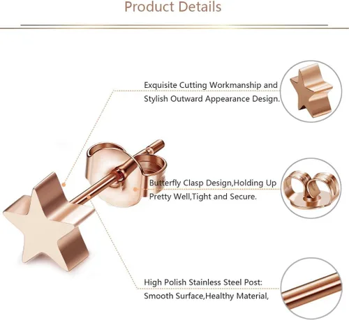 Miniatura 4 de JOERICA 4 pares de aretes de acero inoxidable con forma de corazón para mujeres y niñas, Acero inoxidable, circonita
