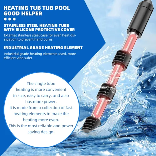 Miniatura 6 de Calentador rápido de cubo de 2000 W, calentador de agua de inmersión, calentador de agua sumergible de alta velocidad para piscina sobre el suelo.