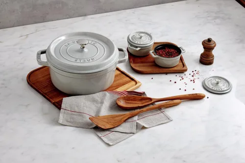 Miniatura 5 de staub La Cocotte Redondo 40501-412 Pico Cocotte Campagne redondo 9.4 pulgadas (9.4 in) Grande, fundición ambas manos, olla esmaltada, compatible