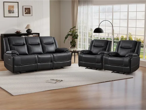 Miniatura 19 de EBELLO Genuine Leather Recliner Manual Chair for Living Room, 1 Seater Reclining Sofa Chair with Headrest and Armrest, Modern Durable Home Furniture