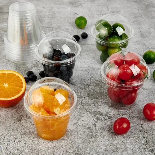 Miniatura 6 de Lilymicky Paquete de 200 vasos de plástico transparente de 9 onzas con tapas de cúpula, tazas de postre transparentes para helado, café con leche