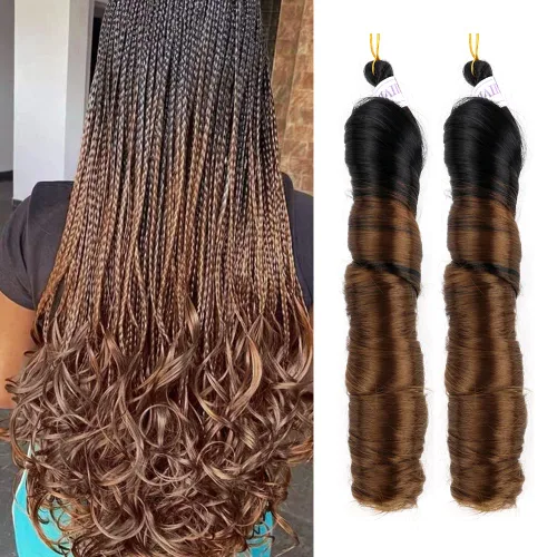 Miniatura 24 de Cabello rizado francés trenzado para trenzas de caja, 8 paquetes de 12 pulgadas, 3.00 oz/paquete, cabello trenzado de onda suelta, extensiones