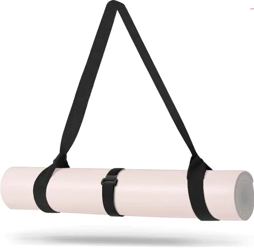 MRZZATA Correa para transportar esterilla de yoga - Correa gruesa y ancha ajustable para transportar la esterilla o para estiramiento, negra