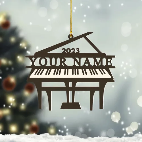 Miniatura 5 de MoonArt Adorno personalizado de guitarra de piano, nota musical de piano, adorno con forma de madera acrílica, regalo para amantes de la guitarra