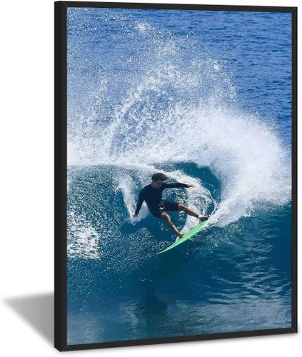Miniatura 10 de Póster de surf oceánico azul de los años 90, arte de pared de verano y playa, surfista costero, hombres, deportes extremos de agua, impresiones