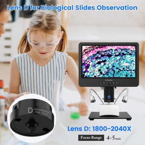 Miniatura 7 de JL249MS Microscopio digital HDMI de 3 lentes de 10.1 pulgadas 2000X, cámara de microscopio de soldadura con soporte de brazo de pluma, video UHD