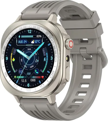 Miniatura 2 de uaue AMOLED - Relojes inteligentes militares para hombre (respuesta/hacer llamada), reloj inteligente AMOLED de 1.43 pulgadas, linterna/130+ Negro