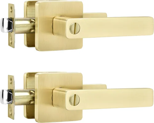 Miniatura 35 de Leydebong - Paquete de 4 picaportes resistentes para entrada con llave, manija dorada, llaves iguales/combo con llave, reversible para la izquierda