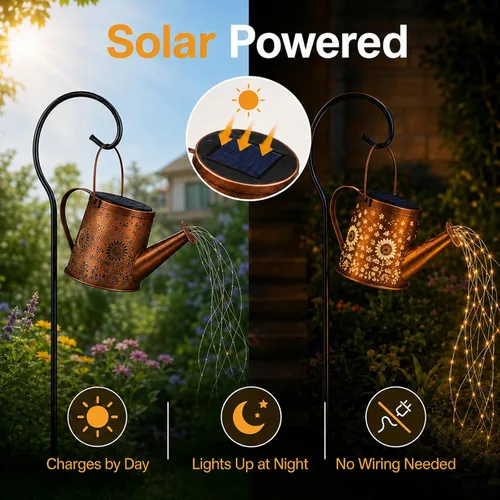 Miniatura 4 de Luz de regadera solar, lámpara colgante alimentada por energía solar, luces de paisaje decorativas para jardín, decoración de jardín impermeable