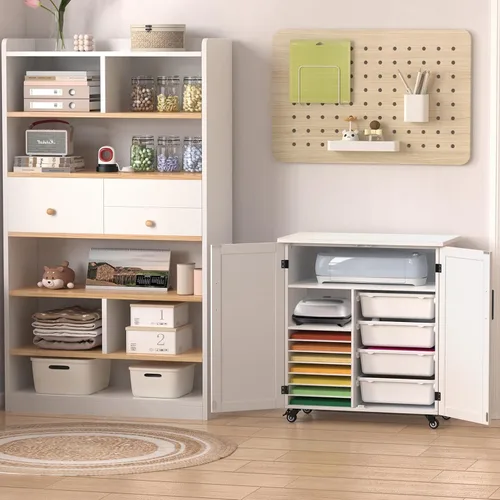 Miniatura 4 de GDLF Carrito de Manualidades Compatible con Máquina Cricut Mesa para Cricut con Gabinete de Almacenamiento Carrito Rodante con Cajones Diseñado