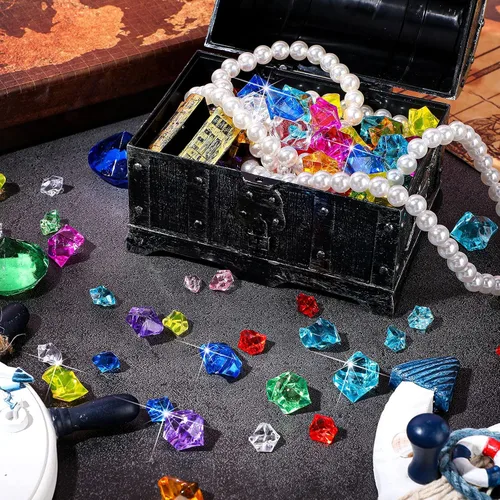 Miniatura 3 de Syhood 570 piezas de 5 tamaños, gemas acrílicas falsas multicolor trituradas, piedras de hielo trituradas, piedras preciosas de plástico, tesoro