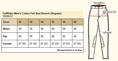 Miniatura 3 de TuffRider Pantalón de asiento completo de algodón regular para hombre