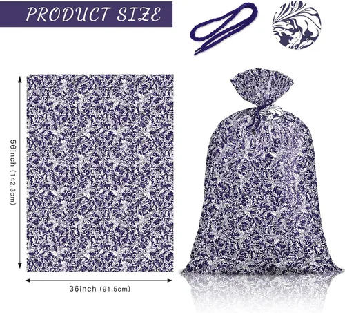 Miniatura 4 de Loveinside Bolsa de Regalo de Plástico Grande Jumbo, Bolsa de Plástico de Diseño Floral con Etiqueta y Lazo para Cumpleaños, Día de la Madre, Boda