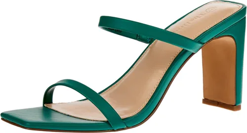 The Drop - Sandalias de tacón alto Avery con dos correas y punta cuadrada para mujer