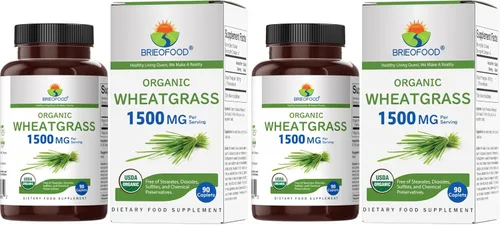 Miniatura 7 de Brieofood Hierba de trigo orgánica 1500 mg, 45 porciones, vegetariana, sin gluten, 90 tabletas vegetarianas