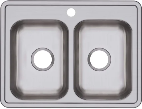 Miniatura 26 de Dayton D233221 Equal - Fregadero de acero inoxidable con doble tazón, 33 x 22 x 6.5 pulgadas