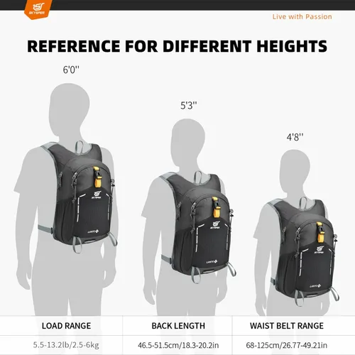 Miniatura 2 de SKYSPER Mochila de senderismo pequeña – Mochila de viaje de 15 L, ligera, resistente al agua, mochilas de senderismo para mujeres y hombres