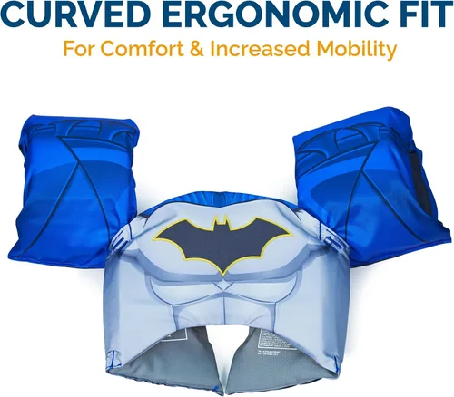 Miniatura 4 de SwimWays DC Batman - Entrenador de natación, chaleco salvavidas aprobado por la Guardia Costera de Estados Unidos, chaleco de natación para niños