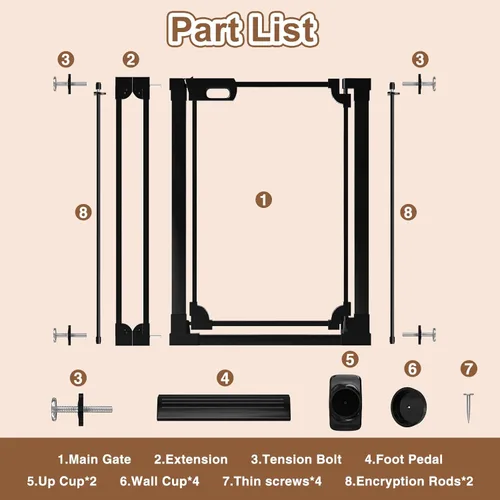 Miniatura 9 de WAOWAO Puerta de bebé de acrílico transparente de 40 pulgadas extra alta para escaleras, diseño moderno, puerta de acrílico con cierre automático