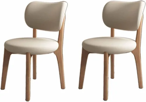 Miniatura 37 de Juego de 2 sillas de comedor tapizadas de cuero suave, sillas de comedor de madera maciza, con asiento acolchado y patas de madera para cocina, sala