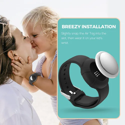 Miniatura 7 de Pulsera Air Tag para niños paquete de 2 Pulsera de silicona suave para niños Soporte ligero para rastreador GPS compatible con Apple Air Tag