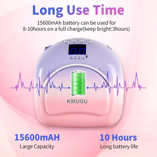 Miniatura 3 de Lámpara de uñas LED UV recargable profesional, luz UV inalámbrica de 96 W para uñas de gel con reflector metálico y base de metal, lámpara de secado