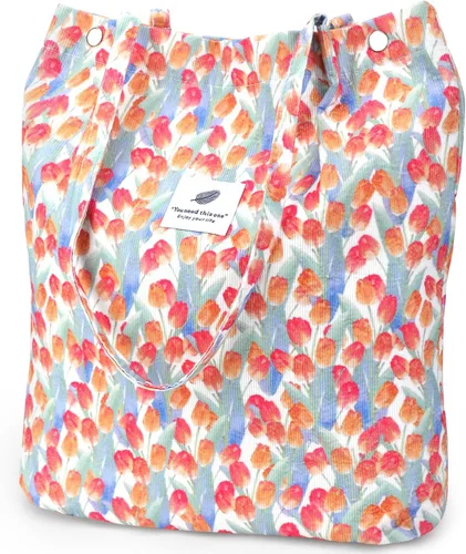 Miniatura 20 de Ayieyill - Bolsa de pana para mujer y niña, con correa de lona para colgar al hombro, bolsa con bolsillo