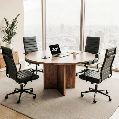 Miniatura 6 de Okeysen Silla de escritorio de oficina, sillas de sala de conferencias, silla giratoria ejecutiva ergonómica moderna, altura ajustable, de piel