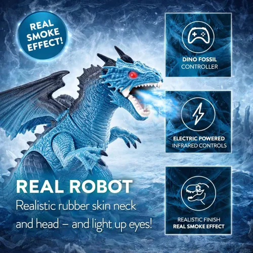 Miniatura 5 de Liberty Imports Juguete de Dragón con Control Remoto RC - Luz LED que Camina, Ruge y Rocía Humo, Mueve la Cabeza, Ojos que se Iluminan y Sonidos