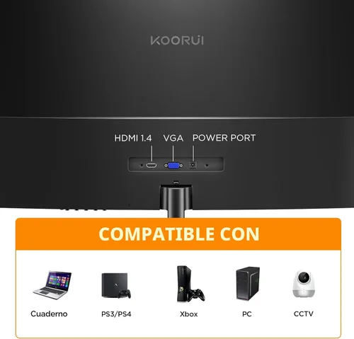 Miniatura 5 de KOORUI - Monitor curvo de 24 pulgadas para juegos, R1500, Full HD, 1080P, monitor de 75 Hz, HDMI, VGA, ajuste de inclinación, monitor LCD