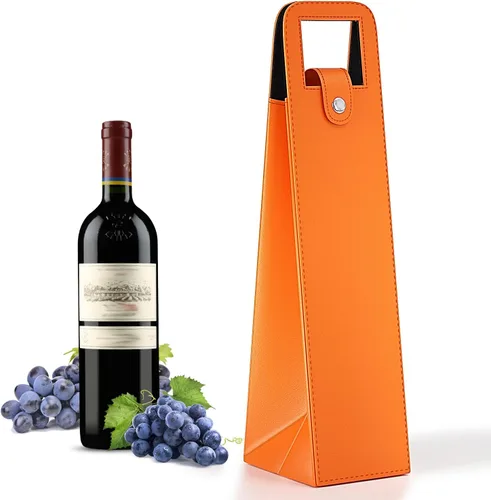 Miniatura 17 de Bolsa de regalo de vino RYDDOY, portador de vino reutilizable de cuero, bolsas de regalo para una sola botella de champán y cerveza para cumpleaños
