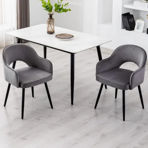 Miniatura 13 de Ya-Home Juego de 2 sillas de comedor giratorias modernas, cómodas sillas laterales tapizadas de piel sintética con respaldo hueco, patas de metal