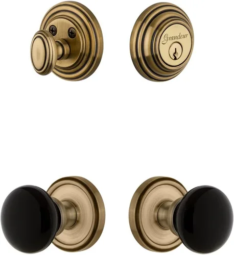 Miniatura 2 de Grandeur Hardware 853368 Georgetown Roseta con perilla Coventry y cerrojo a juego, tamaño del respaldo: 2.375 pulgadas, peltre antiguo