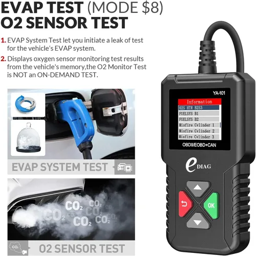 Miniatura 5 de Escáner EDIAG OBD2 YA-101 Lector de código automático para comprobar la luz del motor, sensor O2, prueba EVAP, prueba de monitor a bordo