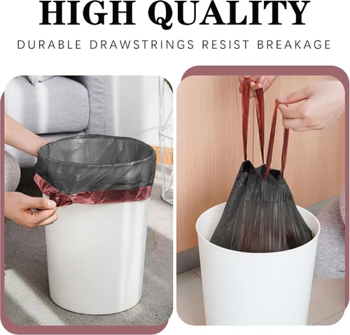 Miniatura 6 de Bolsas de basura de 8 galones, 120 bolsas de basura con cordón negro, plástico grueso, 22.06 x 25.61 pulgadas (negro, 8) – adecuadas para oficina