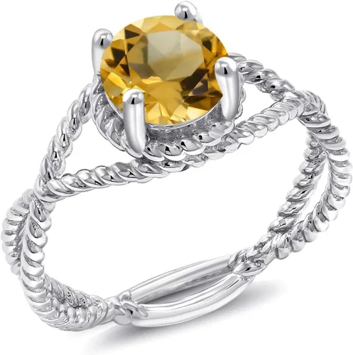 Miniatura 81 de Gem Stone King 7MM Round Gemstone Birthstone Solitaire Ring for Women Twisted Rope Band in 925 Sterling Silver Available in Sizes 5, 6, 7, 8, 9