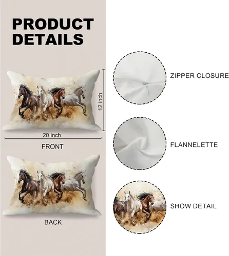 Miniatura 7 de Fundas de almohada de 12 x 20 pulgadas, regalos para amantes de los caballos, fundas de almohada lumbares decorativas para el hogar, sala de estar