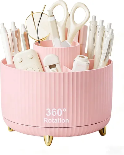 Miniatura 12 de Pencil Pen Holder 5 Slots 360°Degree Rotating Pen Organizers for Desk Desktop Storage Stationery Supplies Cute Pencil Cup Pot Kids Desk Organizer
