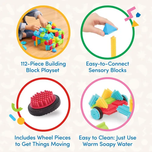 Miniatura 3 de Battat Bloques de cerdas - Bloques de construcción entrelazados STEM - Juego de 36 piezas - Juguetes de desarrollo para niños pequeños y niños