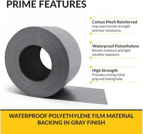 Miniatura 3 de Brixwell Cinta adhesiva resistente de 1.88 pulgadas x 60 yardas, color gris, rollo adhesivo impermeable con respaldo de malla de algodón reforzado