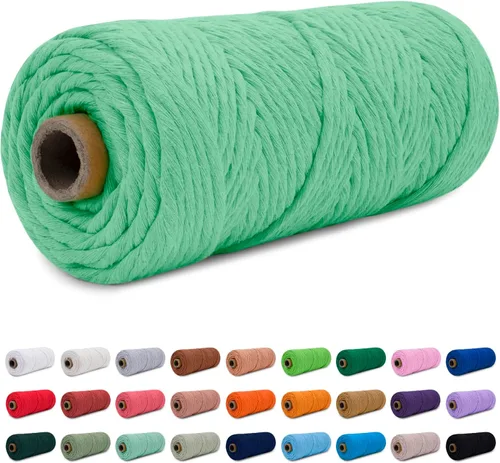 Miniatura 25 de CAMAL Cordón de macramé de 0.157 in x 109 yardas (328.1 ft), cuerda de algodón de color para tejer, manualidades, colgar en la pared, proyectos