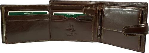 Miniatura 9 de Visconti Monza - Cartera italiana esmaltada de piel suave con 5 pliegues cuádruples, Marrón
